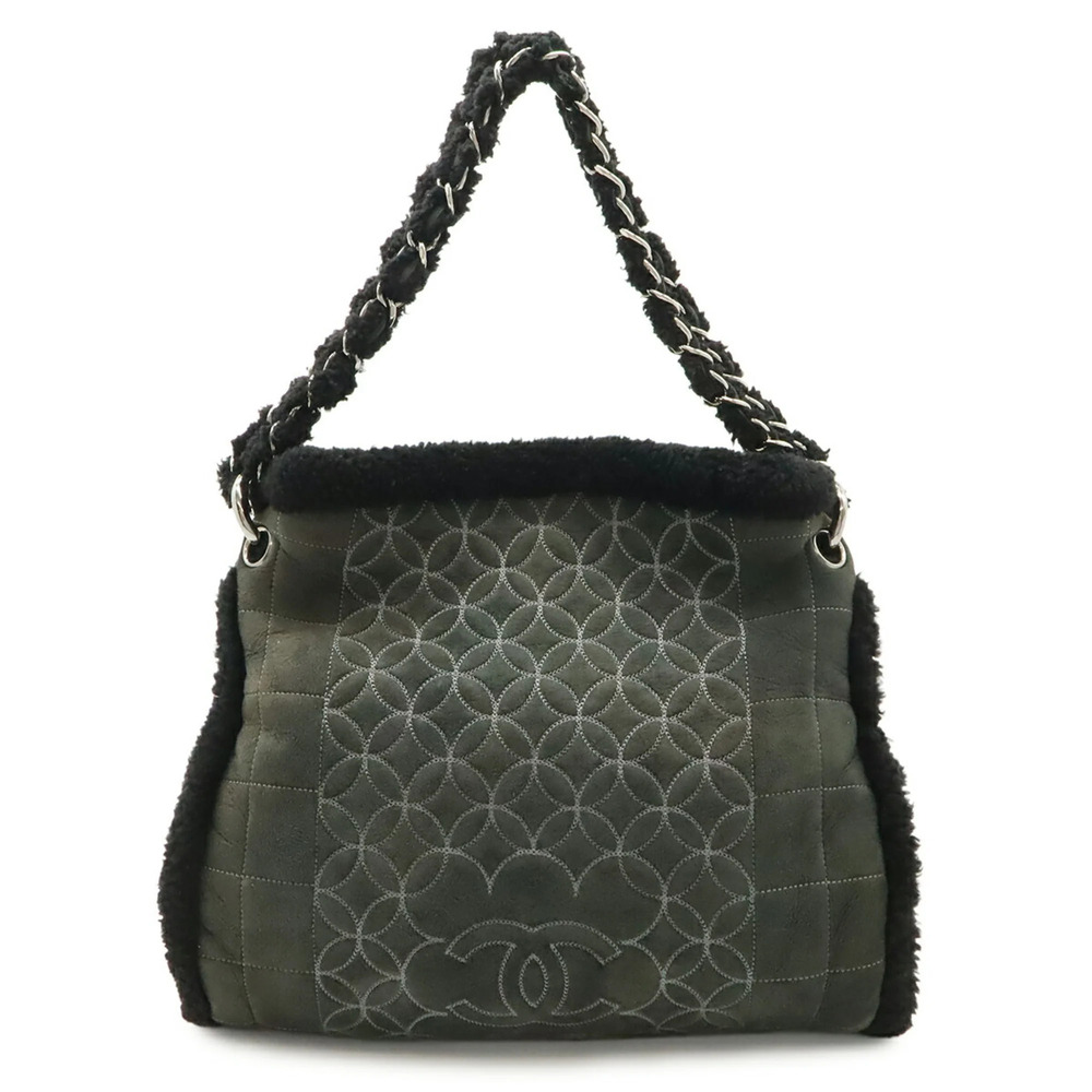CHANEL Black Leather Logo Shoulder Bag